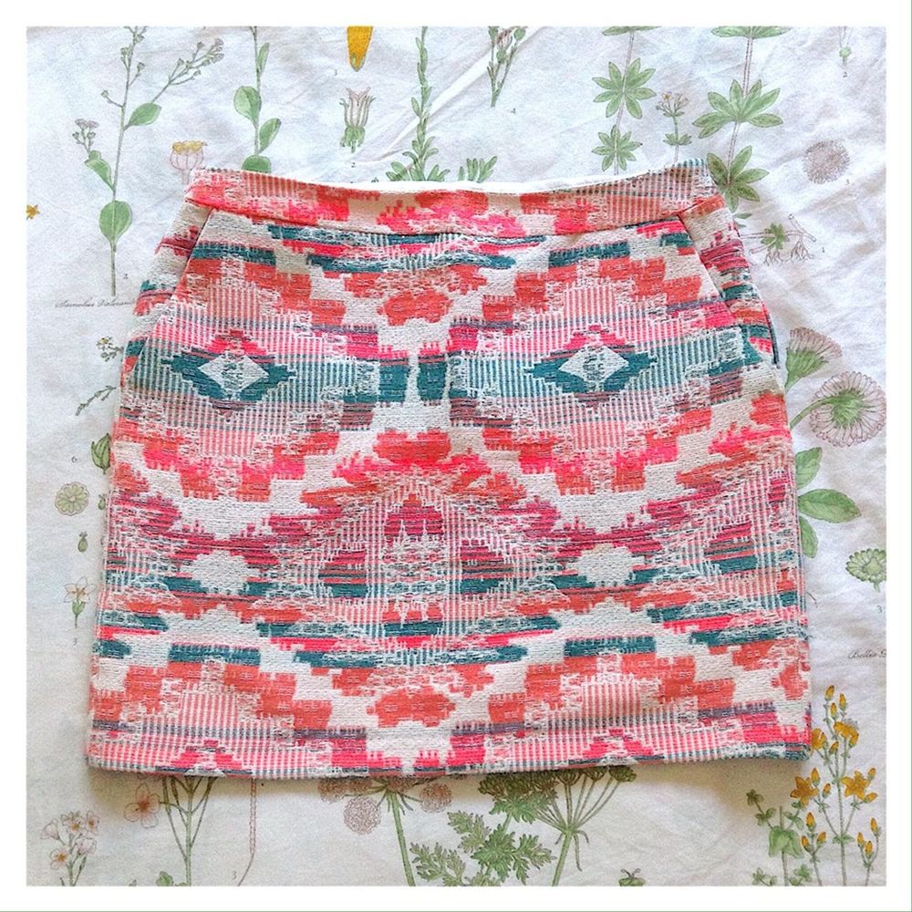LF Promod Kilim Embroidered Neon Aztec Mini Skirt